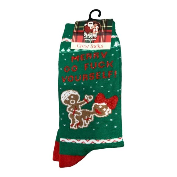 💕FREE With Purchase NEW Novelty Crew Socks X Rated Go F Yourself O/S Fit - Picture 3 of 8